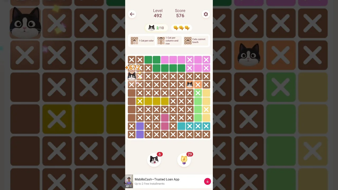 Meowdoku Level 492 board layout