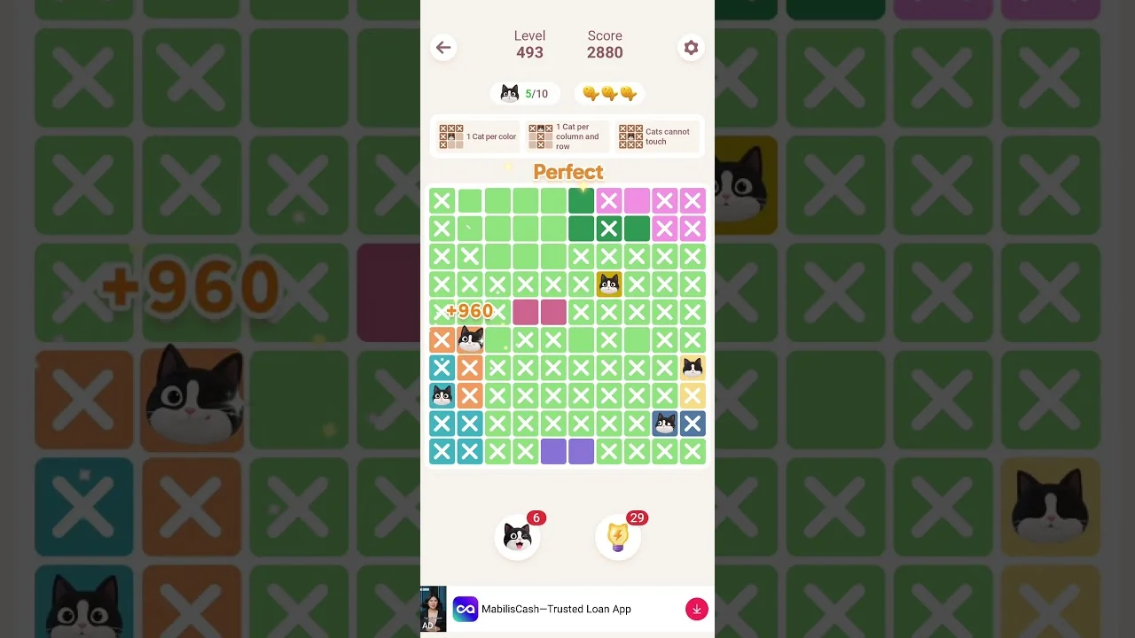 Meowdoku Level 493 board layout