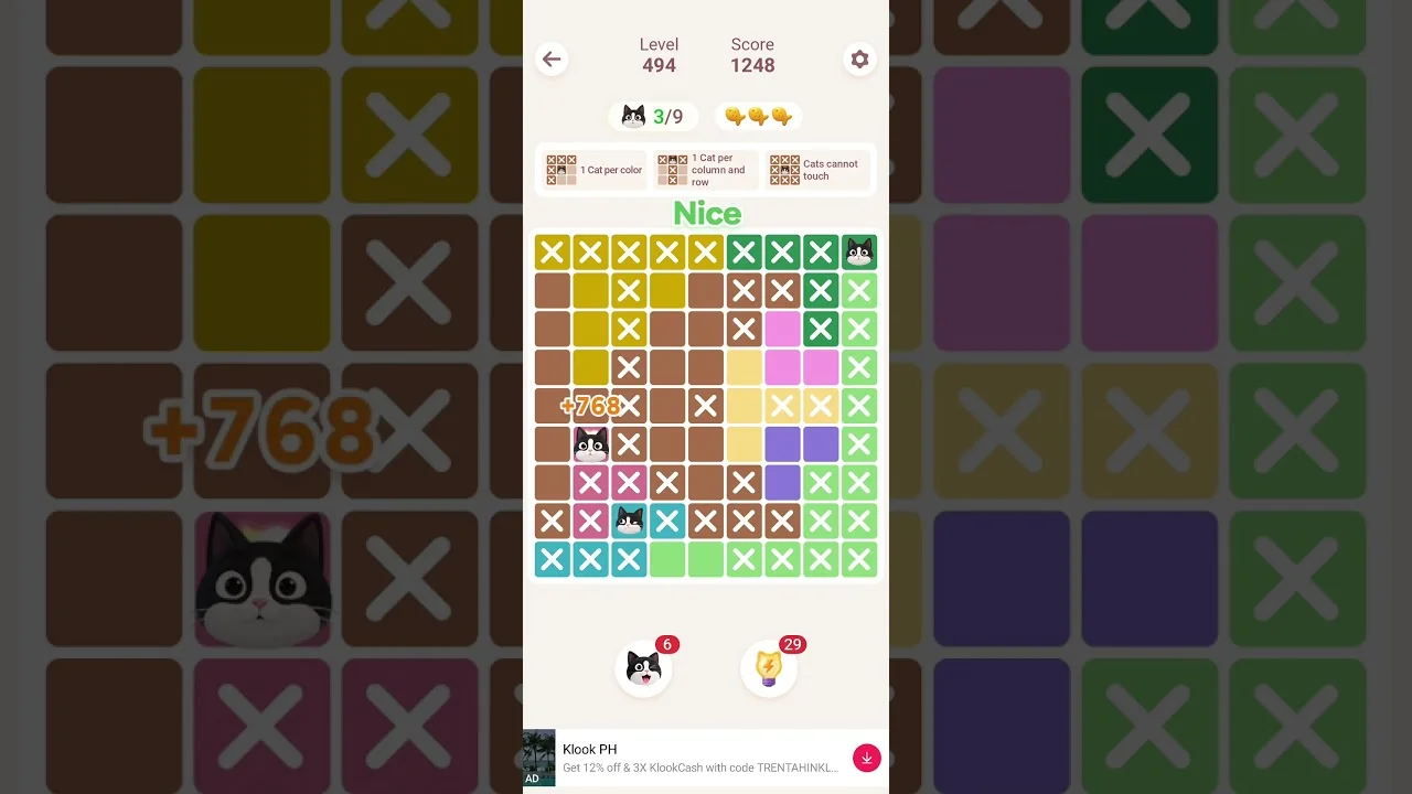 Meowdoku Level 494 board layout