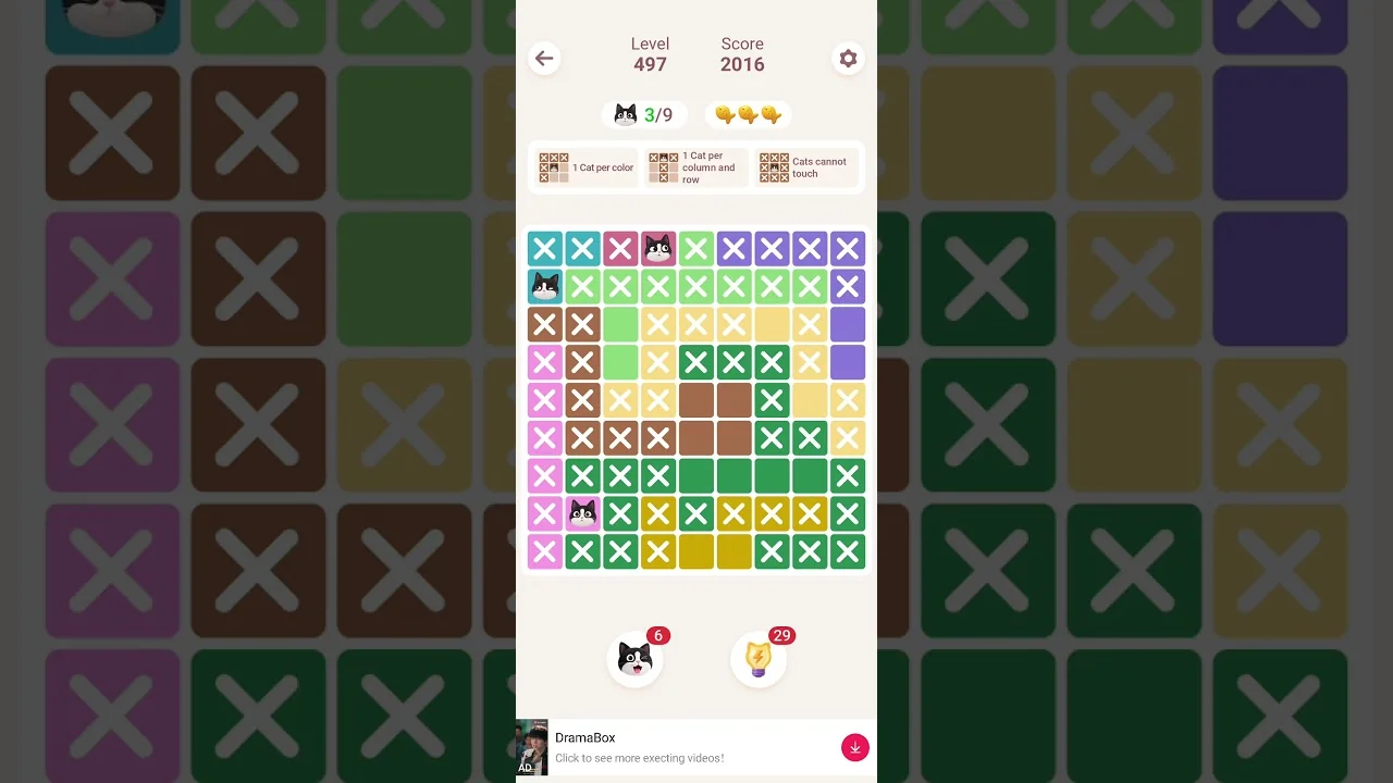 Meowdoku Level 497 board layout