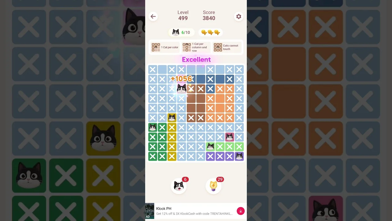 Meowdoku Level 499 board layout
