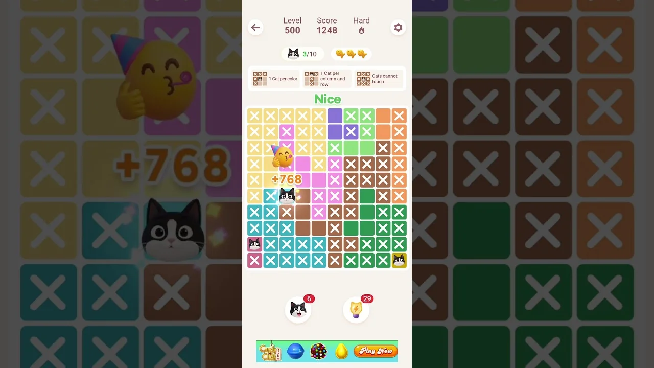 Meowdoku Level 500 board layout