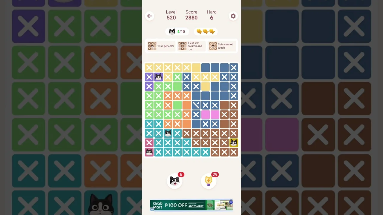 Meowdoku Level 520 board layout