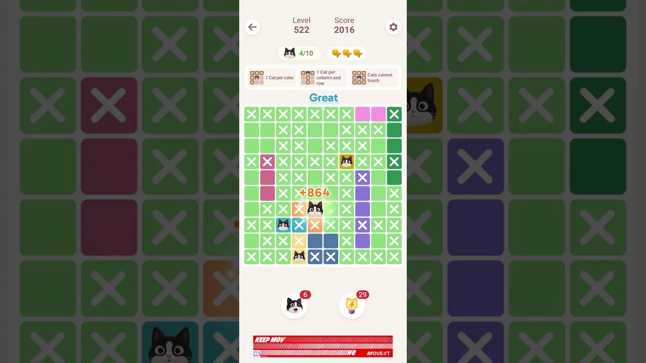 Meowdoku Level 522 board layout