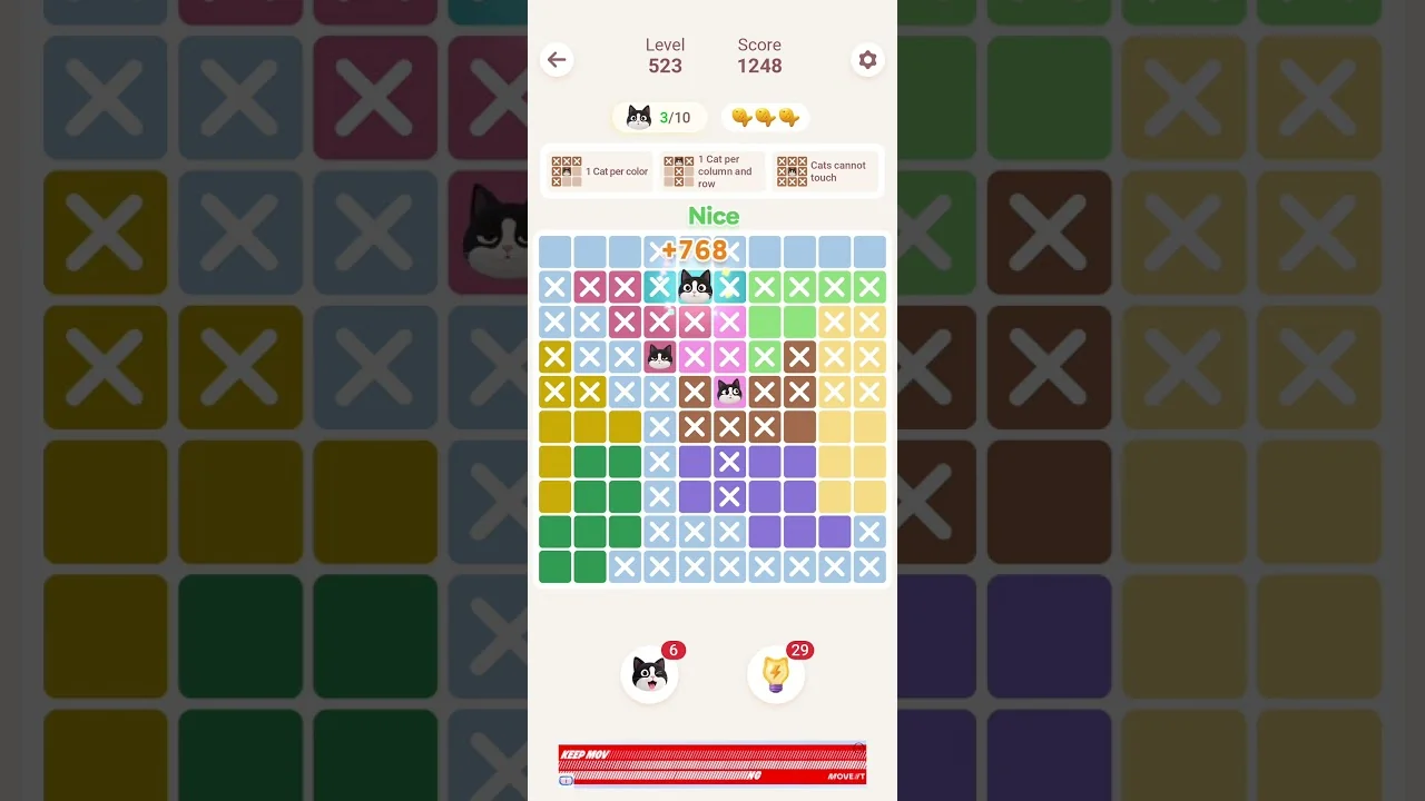 Meowdoku Level 523 board layout