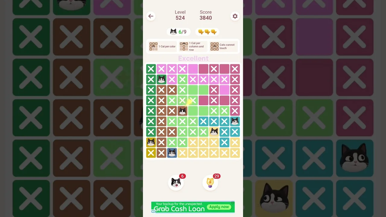 Meowdoku Level 524 board layout