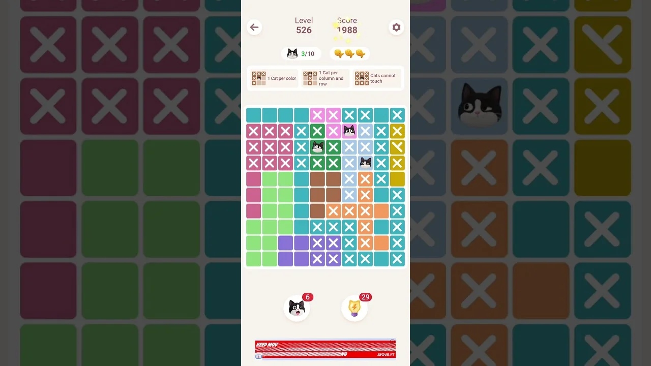Meowdoku Level 526 board layout