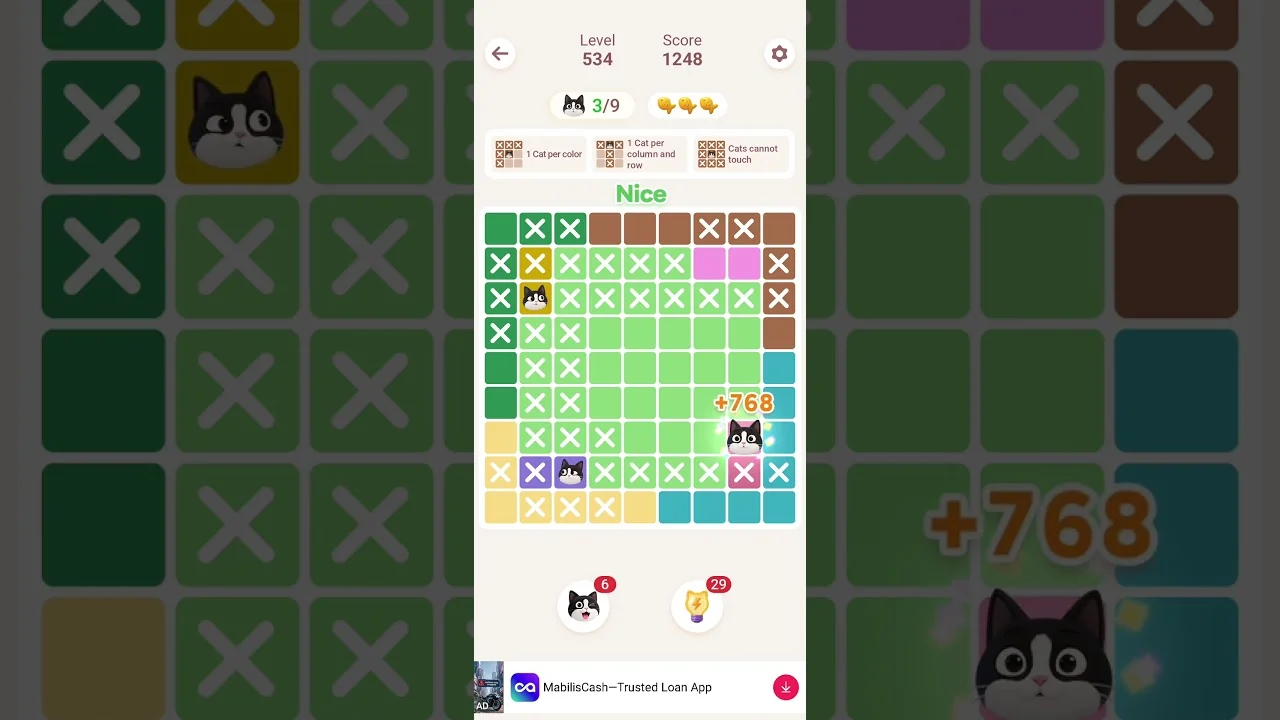 Meowdoku Level 534 board layout