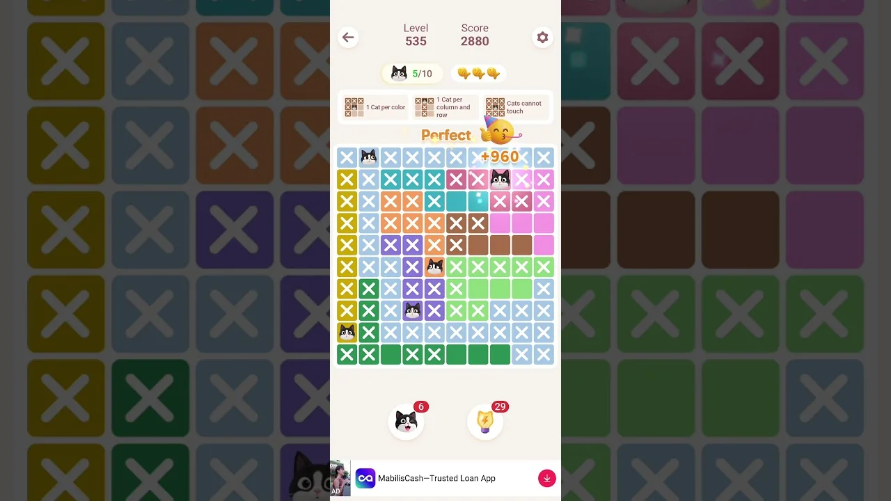 Meowdoku Level 535 board layout