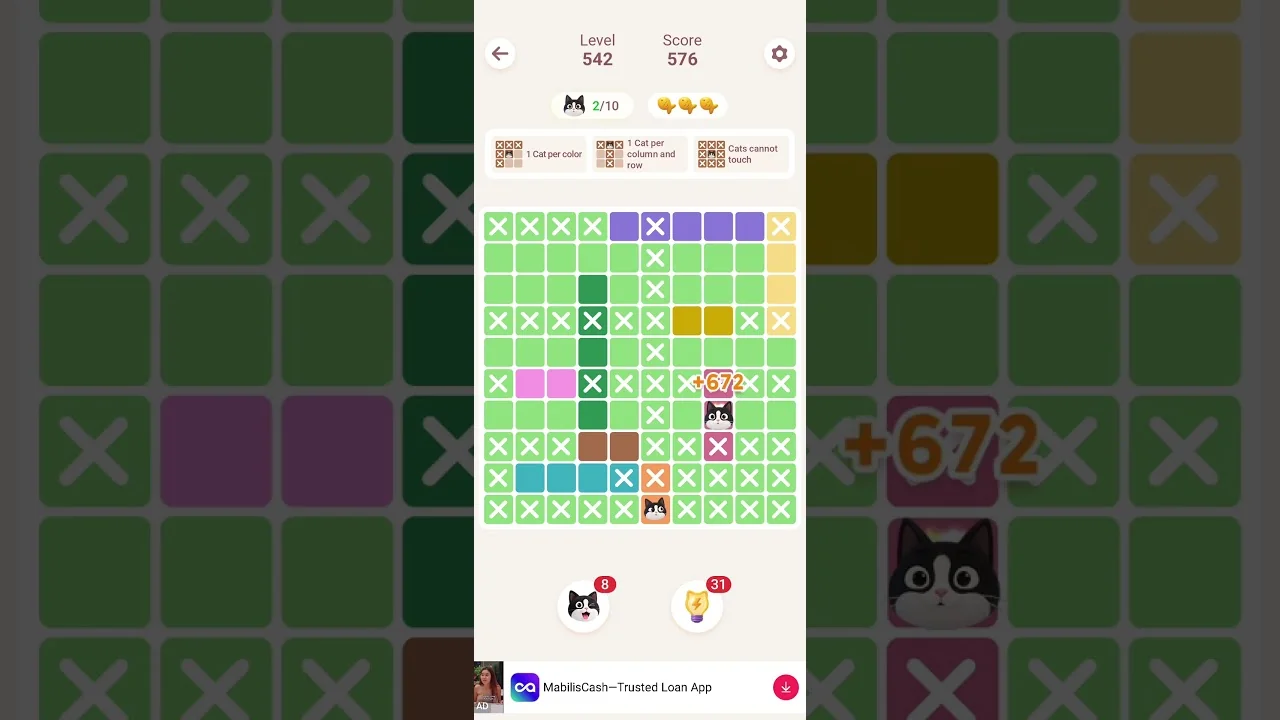 Meowdoku Level 542 board layout