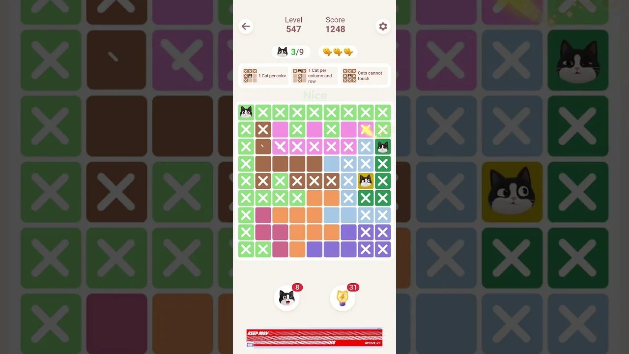 Meowdoku Level 547 board layout