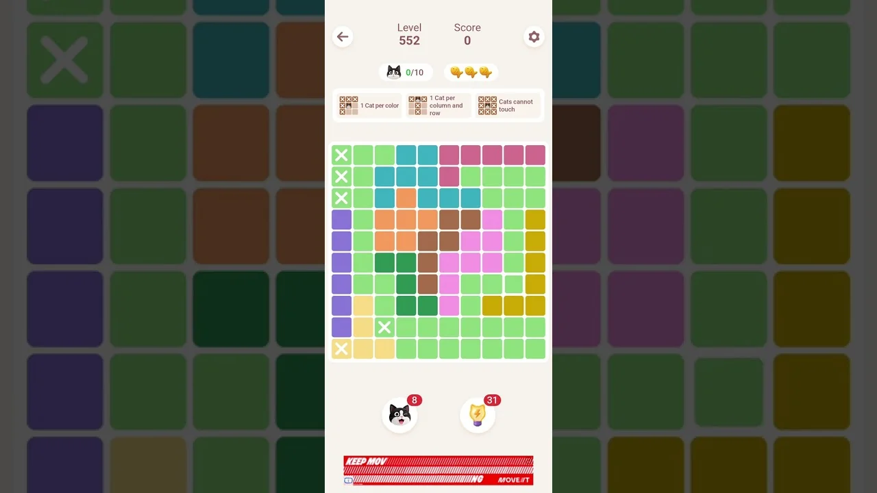 Meowdoku Level 552 board layout