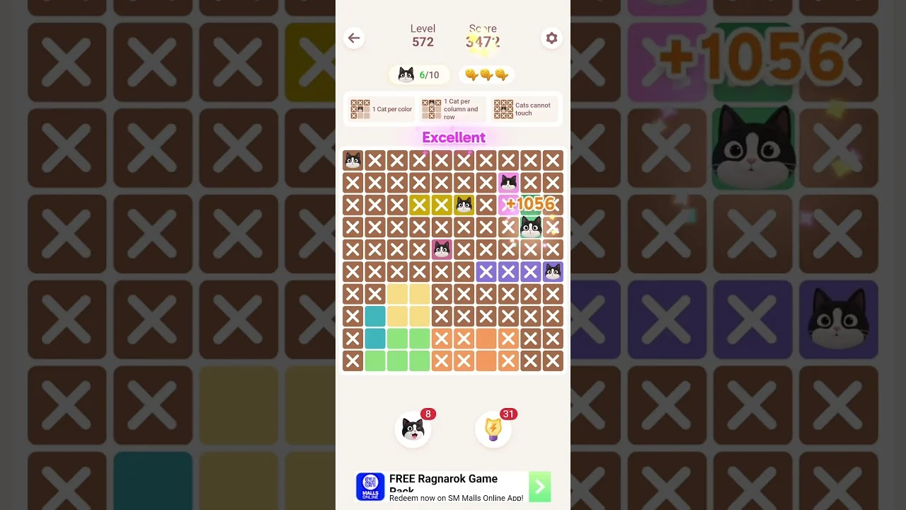 Meowdoku Level 572 board layout