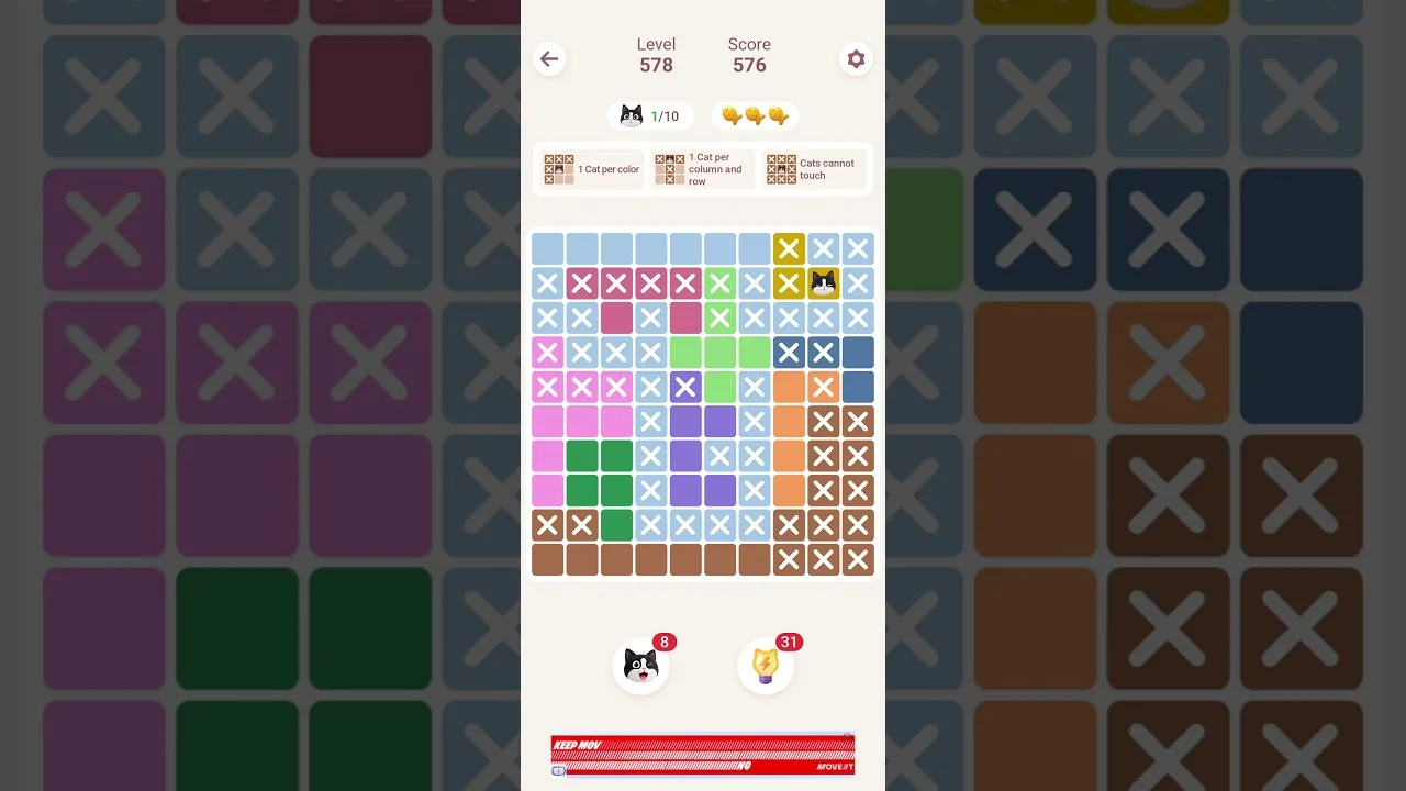 Meowdoku Level 578 board layout
