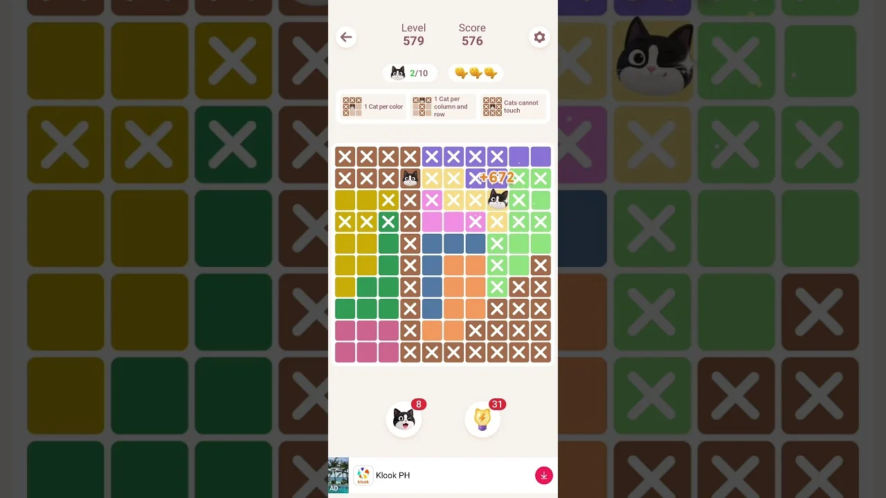 Meowdoku Level 579 board layout