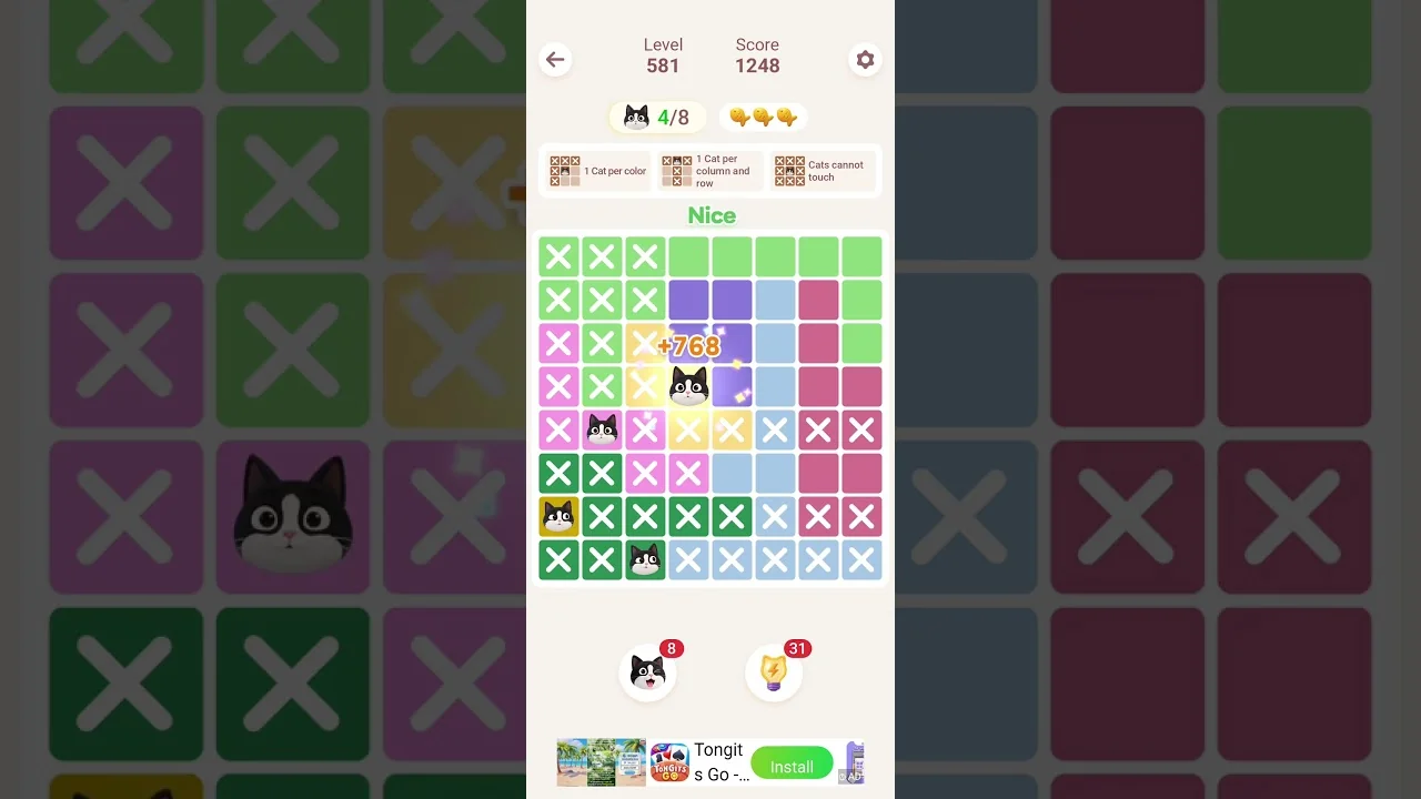 Meowdoku Level 581 board layout