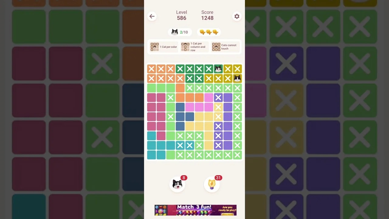 Meowdoku Level 586 board layout