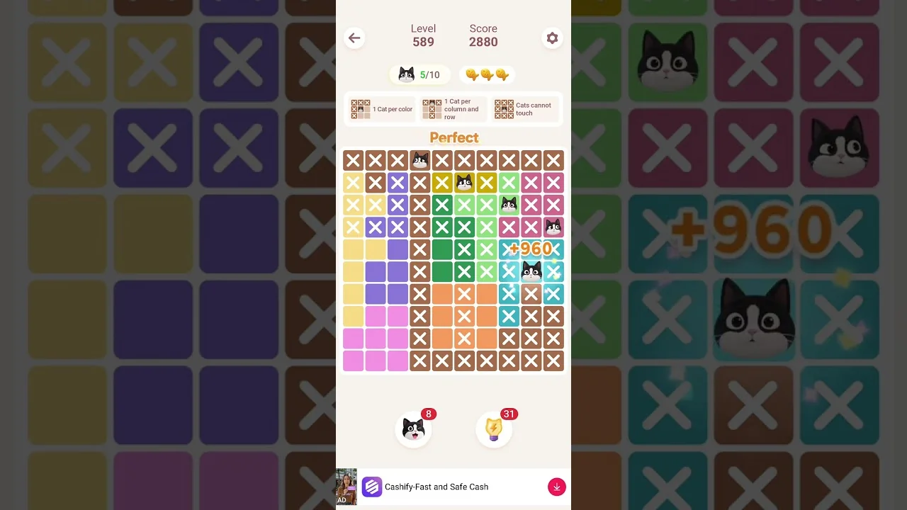 Meowdoku Level 589 board layout