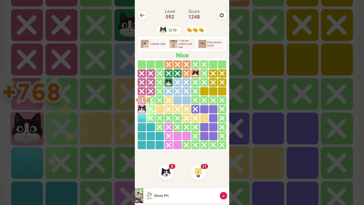 Meowdoku Level 592 board layout
