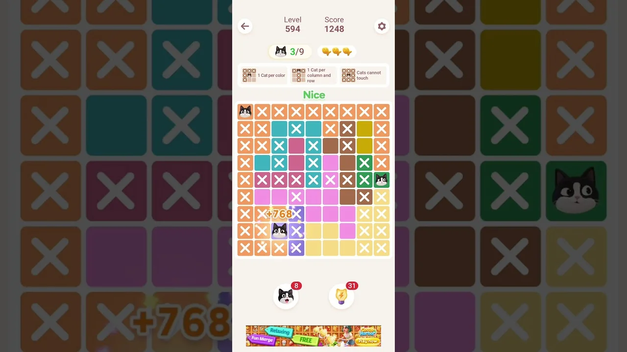 Meowdoku Level 594 board layout