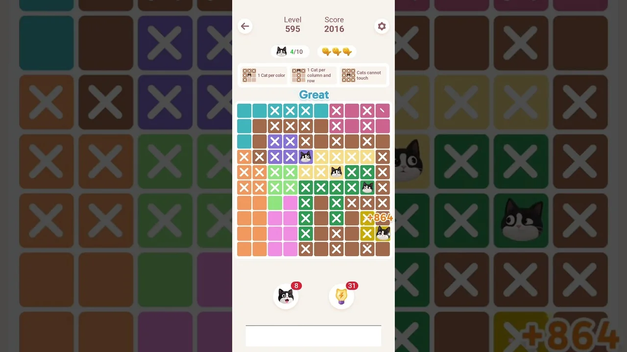 Meowdoku Level 595 board layout
