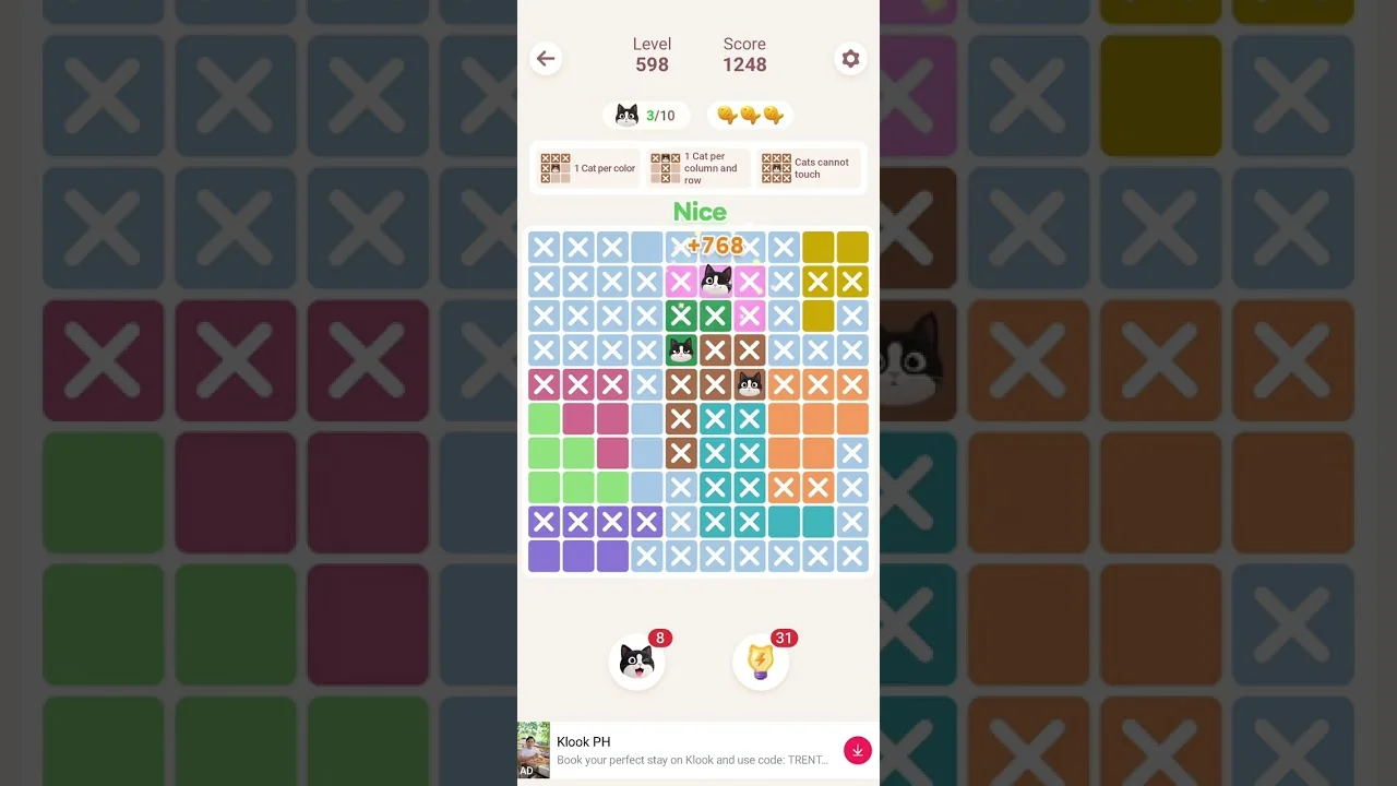 Meowdoku Level 598 board layout