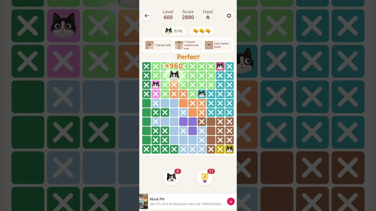 Meowdoku Level 600 board layout