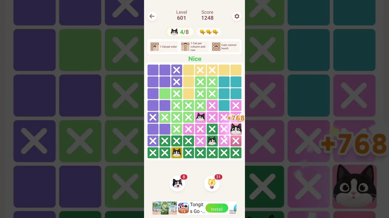 Meowdoku Level 601 board layout