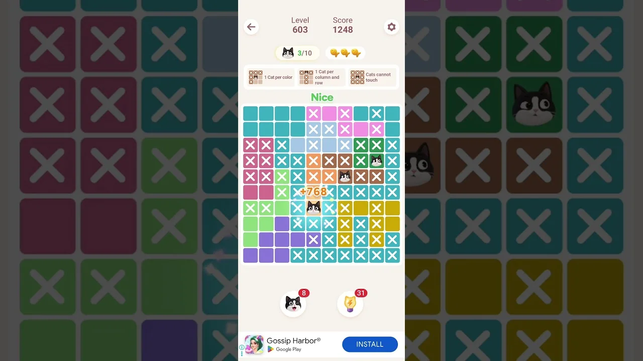 Meowdoku Level 603 board layout