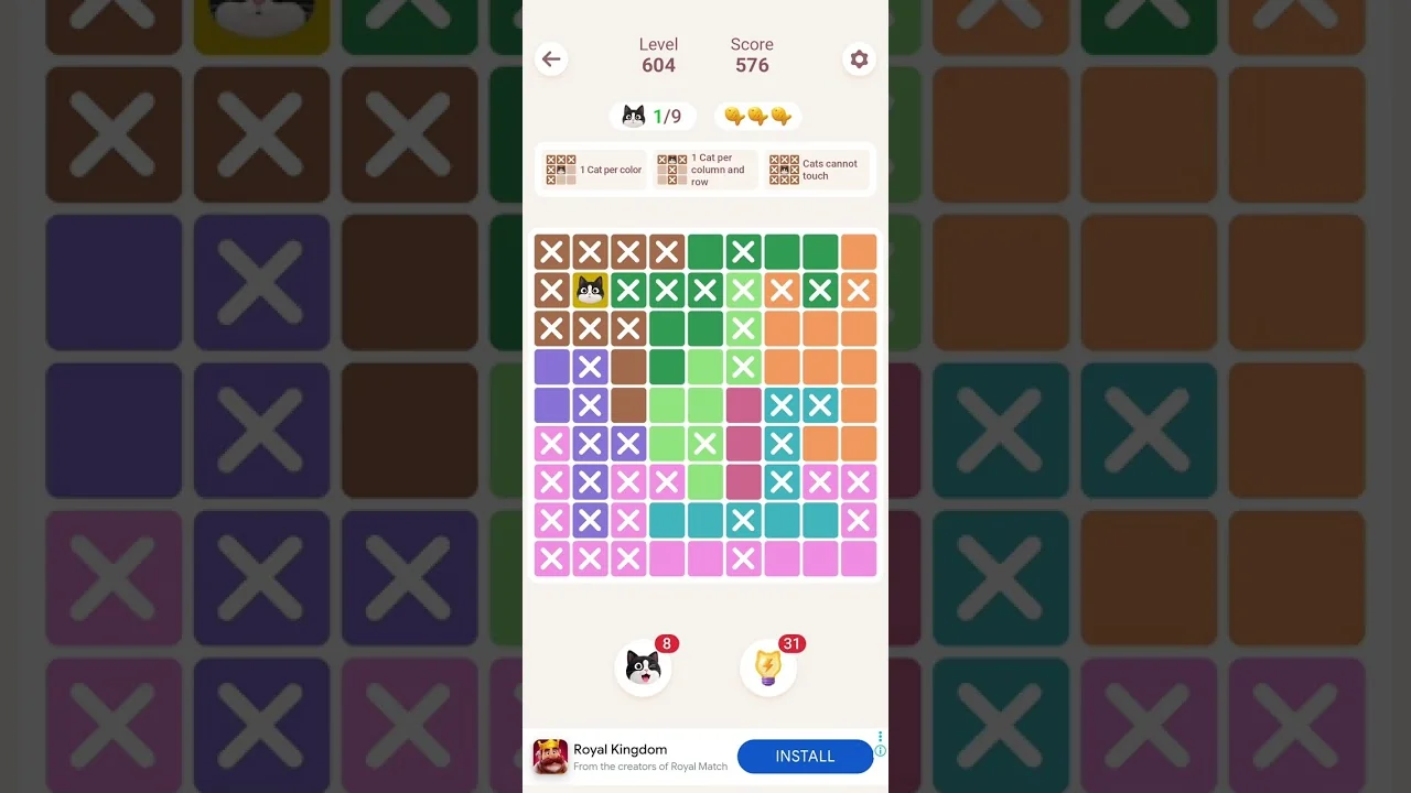 Meowdoku Level 604 board layout