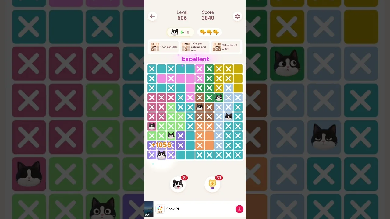 Meowdoku Level 606 board layout
