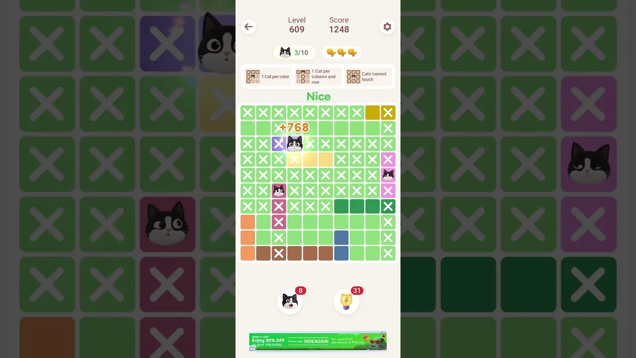 Meowdoku Level 609 board layout
