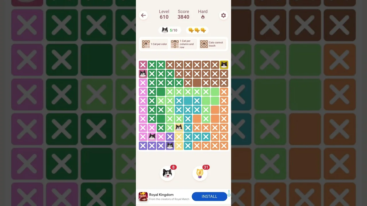 Meowdoku Level 610 board layout