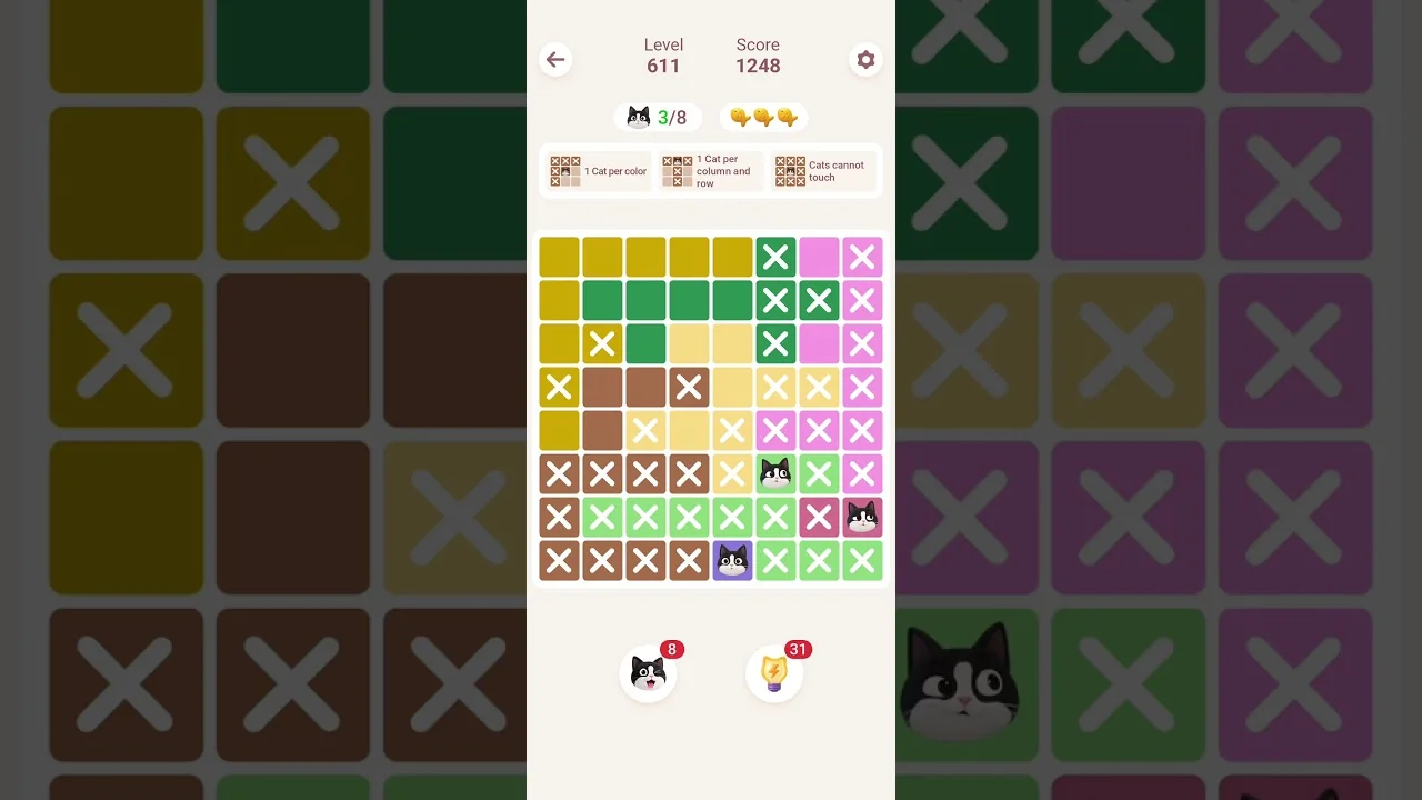 Meowdoku Level 611 board layout