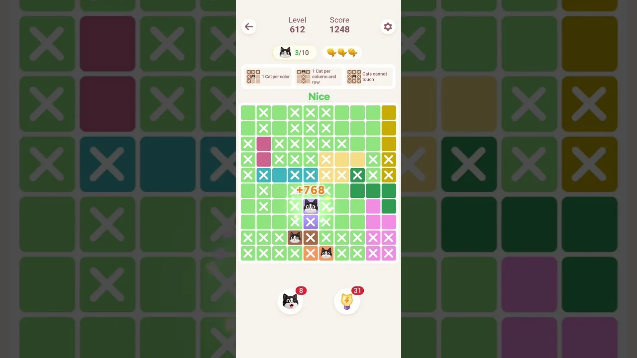 Meowdoku Level 612 board layout