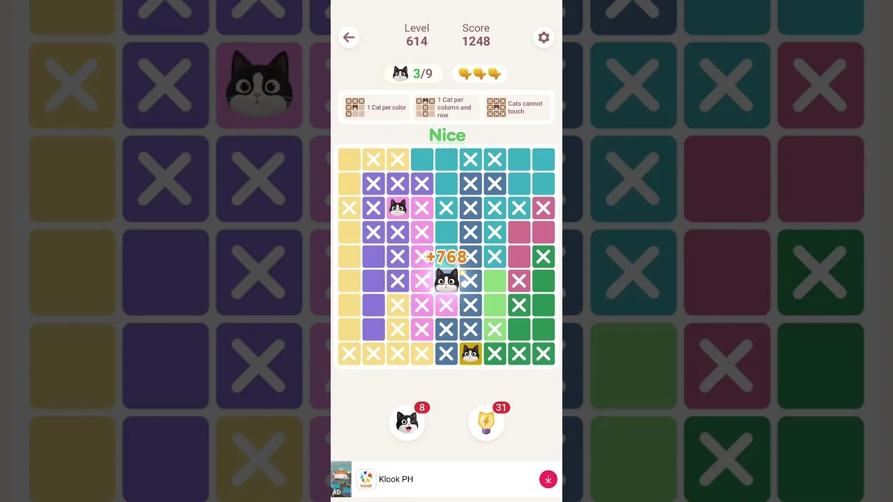 Meowdoku Level 614 board layout