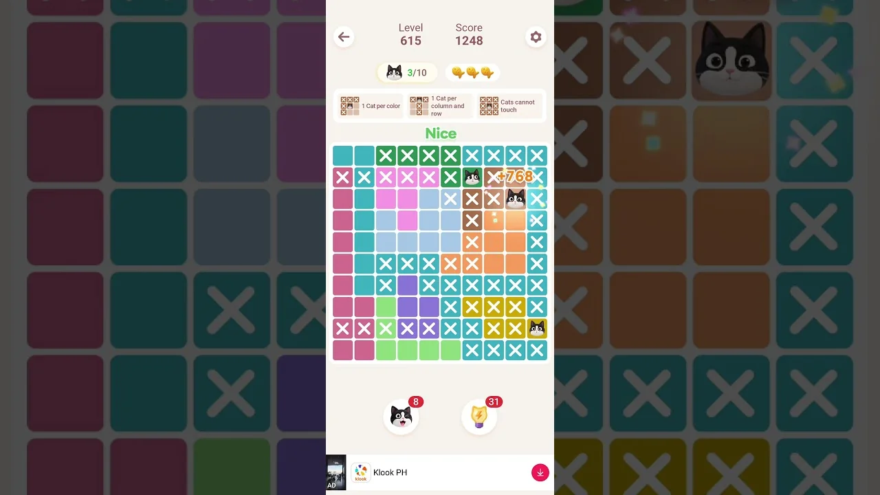 Meowdoku Level 615 board layout