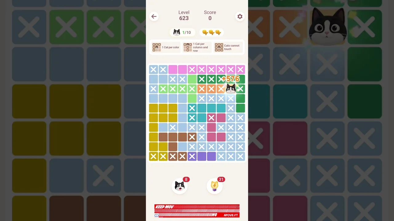 Meowdoku Level 623 board layout