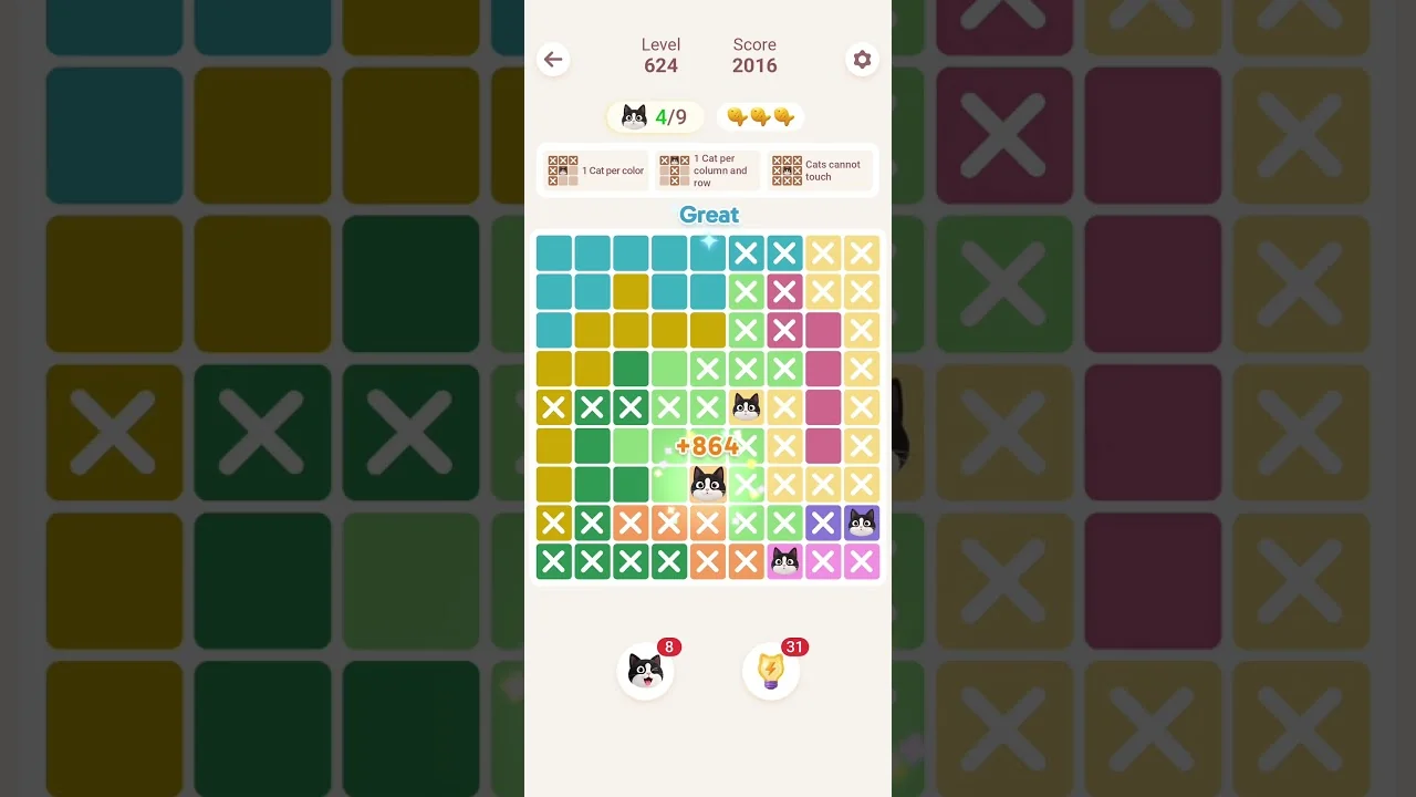 Meowdoku Level 624 board layout