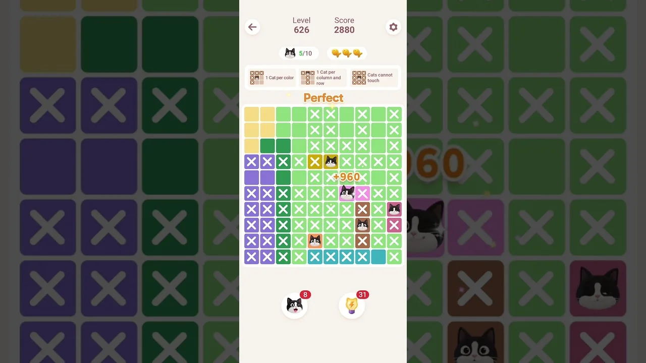 Meowdoku Level 626 board layout