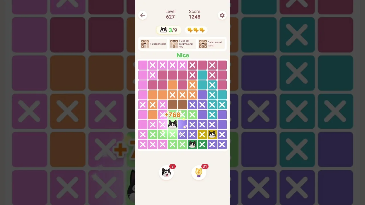 Meowdoku Level 627 board layout