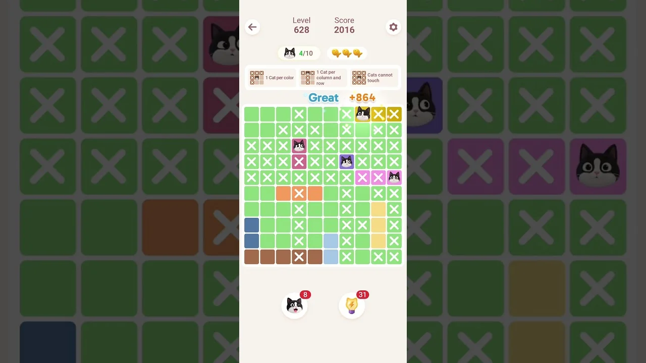 Meowdoku Level 628 board layout