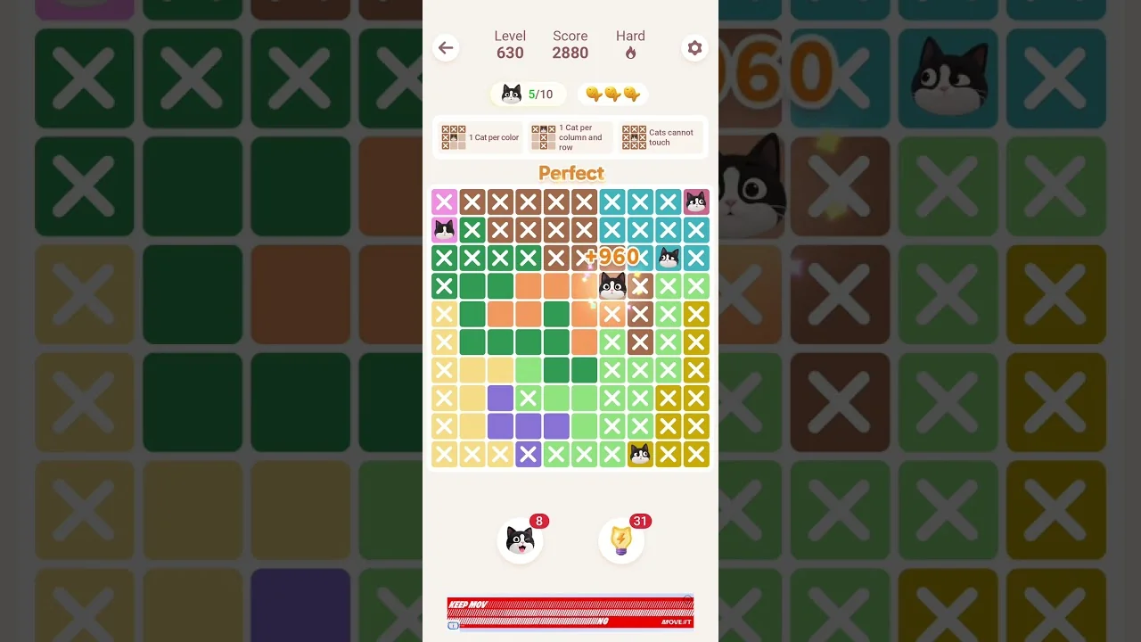 Meowdoku Level 630 board layout