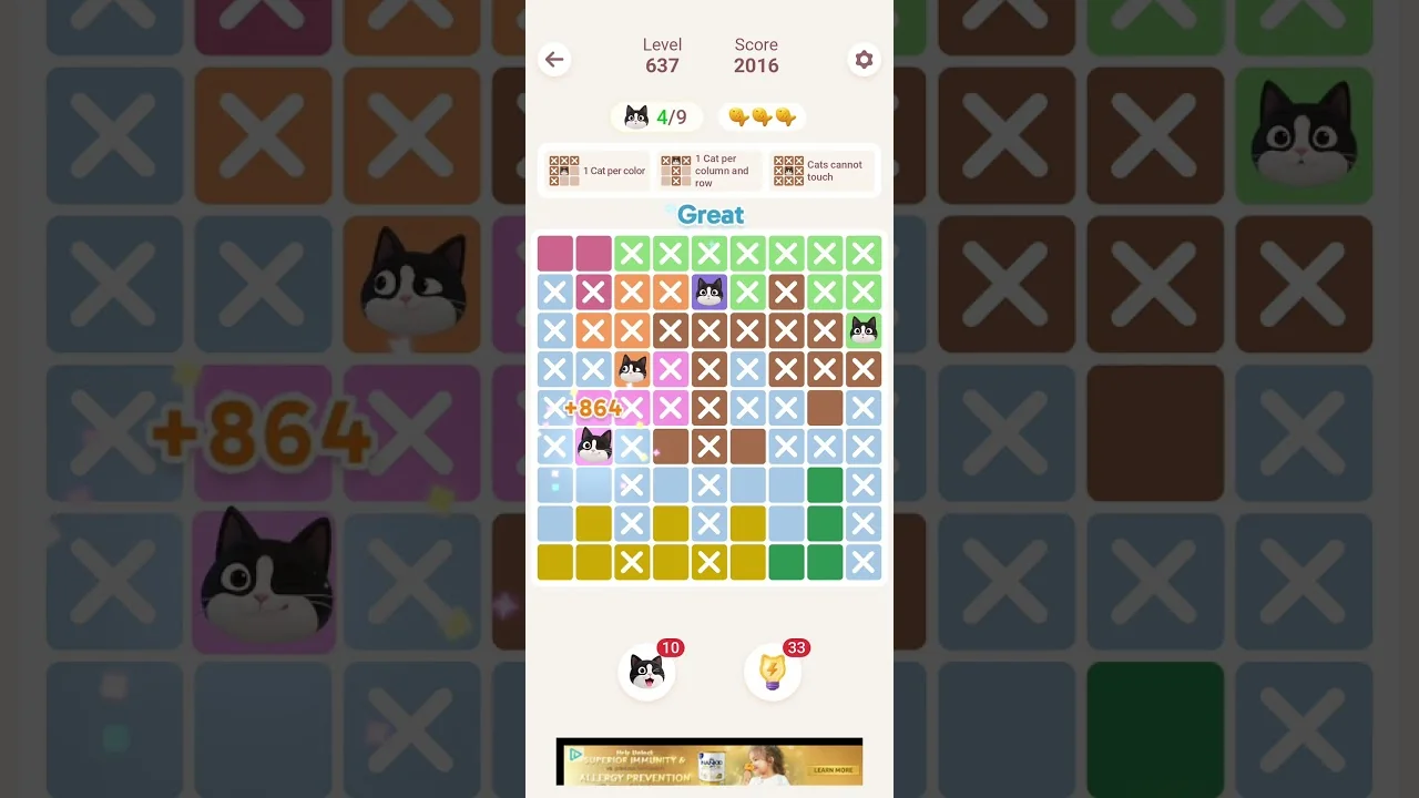 Meowdoku Level 637 board layout