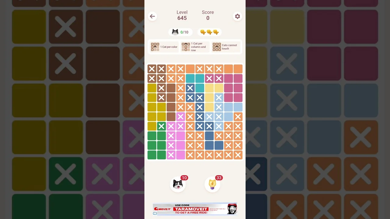 Meowdoku Level 645 board layout