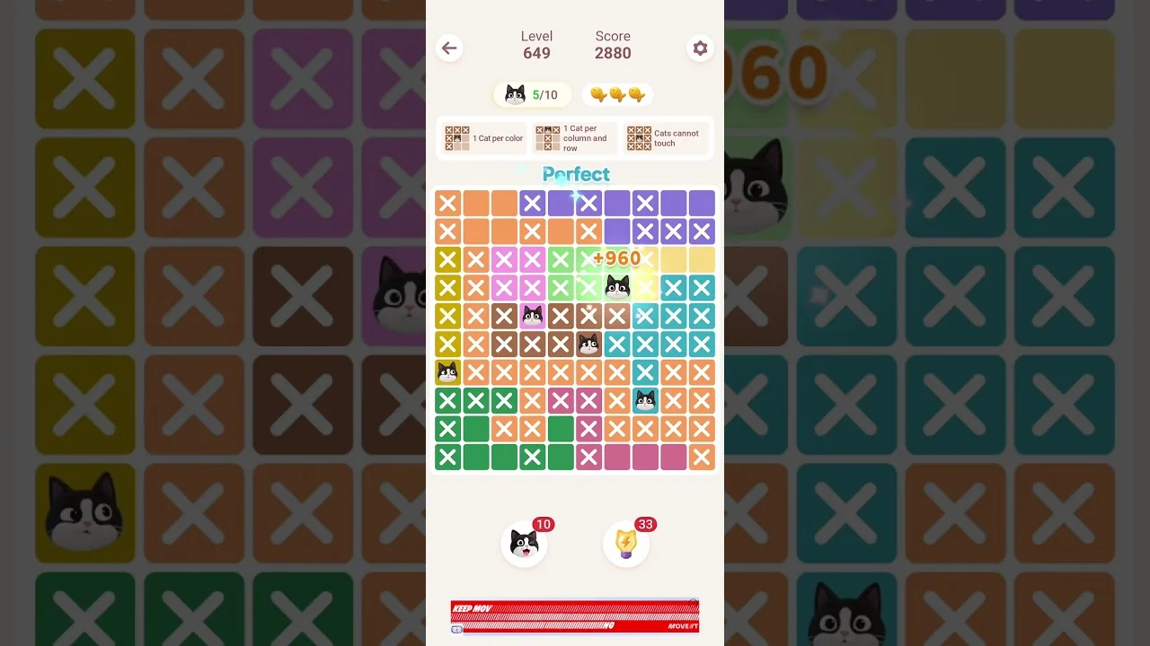 Meowdoku Level 649 board layout
