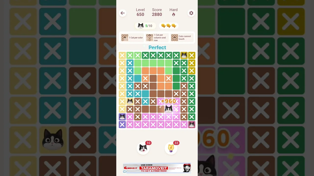 Meowdoku Level 650 board layout