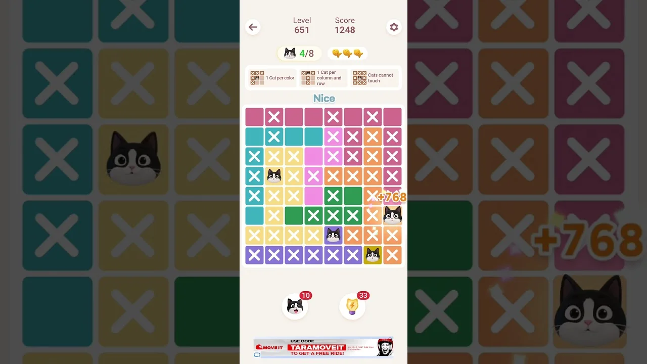 Meowdoku Level 651 board layout