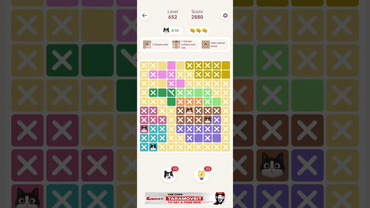 Meowdoku Level 652 board layout