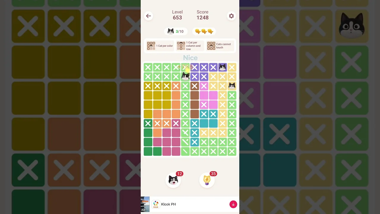 Meowdoku Level 653 board layout